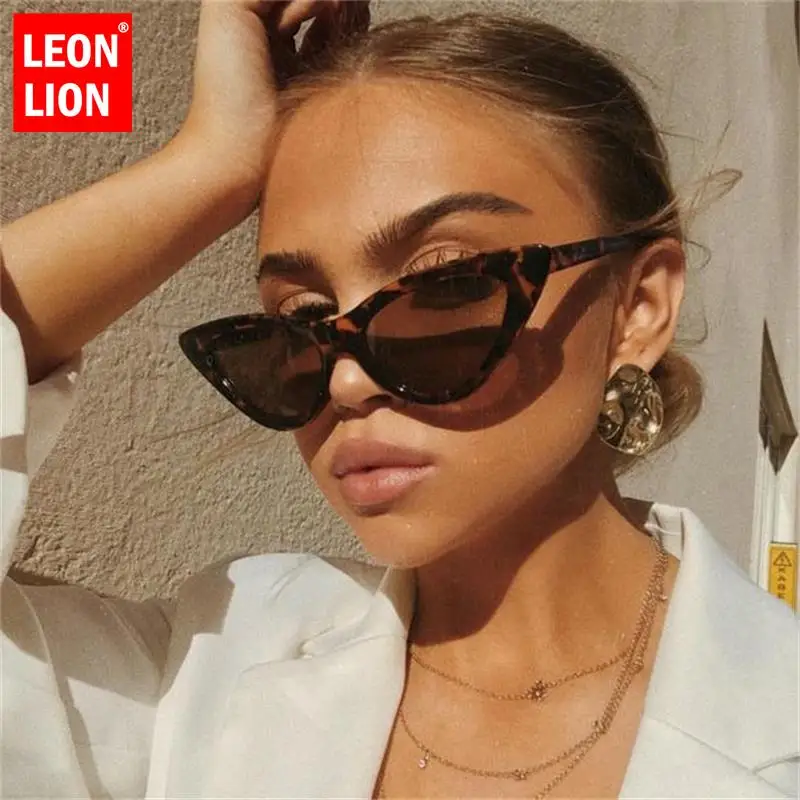 

LEONLION Cat Eye Shade For Women Fashion Sunglasses Brand Woman Vintage Triangular Cateye Glasses Sexy Retro Leopard Oculos