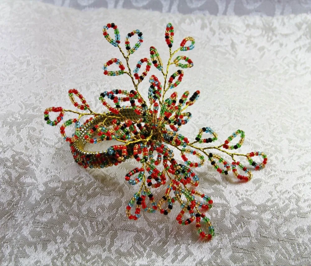 

qn17091308 flower napkin rings beaded wedding wholesale, napkin holder,