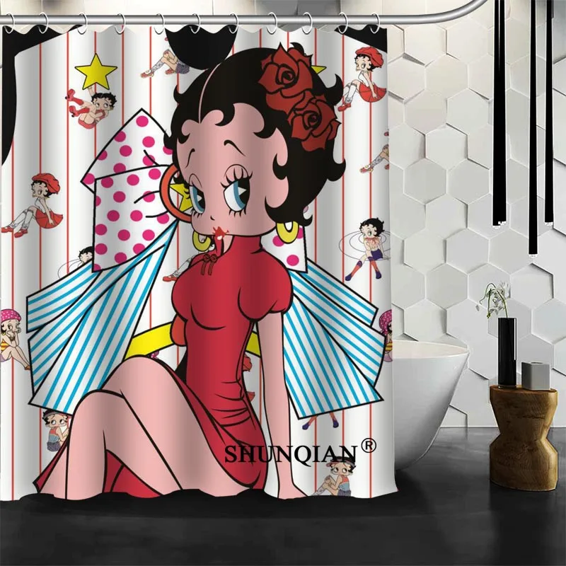 Новое поступление Betty Boop занавеска для душа Полиэстеровая печать на ткани занавеска для ванной комнаты водонепроницаемые изделия для ванной комнаты с крюком