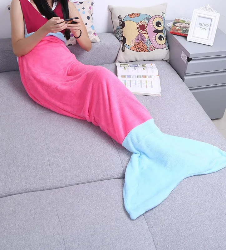 Мягкое Флисовое одеяло ручной работы с хвостом русалки, теплый костюм-кокон для девочек, милый детский спальный мешок