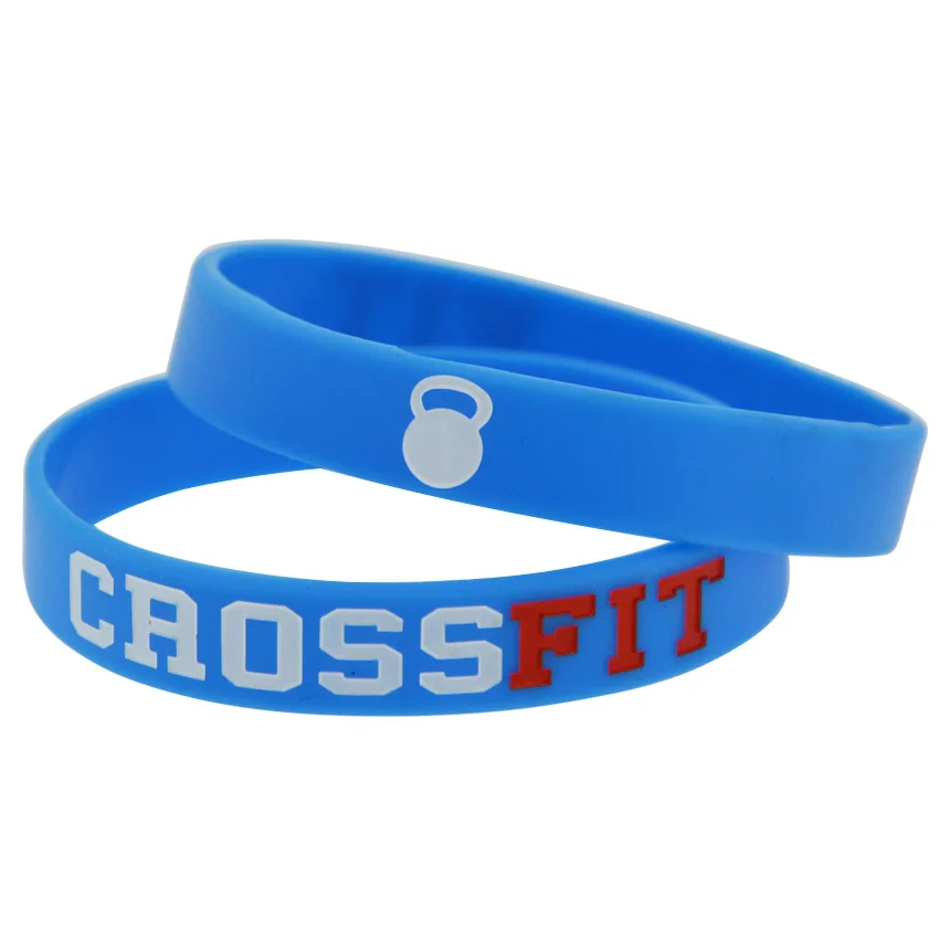 1piece CrossFit Sport Colour Ink Filled Silicone Wristband Bracelet