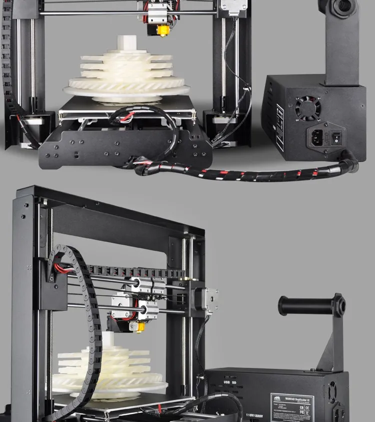 WANHAO 3d принтер i3 V2.1, DIY настольный 3d принтер, со встроенным размером 200*200*180 мм, Бесплатная нить, SD карта и ЖК-дисплей в подарок