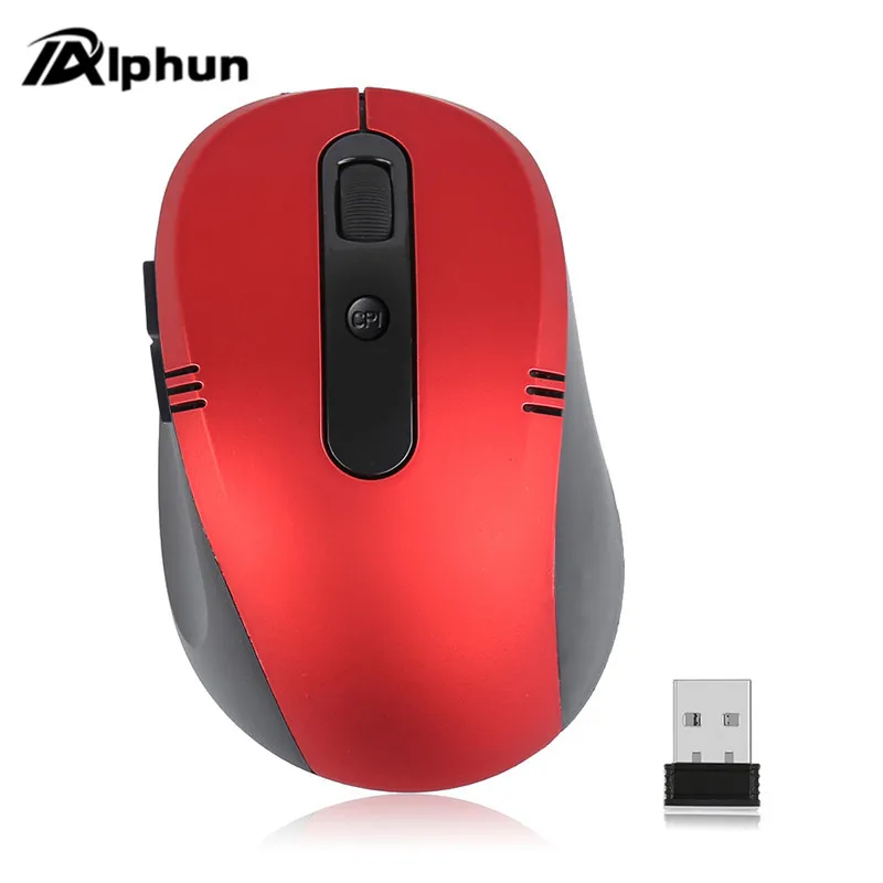 Alphun 2,4 г Беспроводной Мышь компьютерных игр Мышь Mute Мышь мини 6 кнопок 1200 Точек на дюйм Мыши приемник USB 2,0 для настольных ПК мышь беспроводная мышь беспроводная - Цвет: red