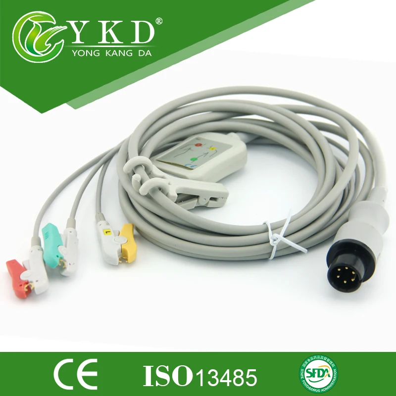 Универсальный AAMI 3 приводит пациента Мониторы ЭКГ кабель с iec/Клип 6 Шпильки plug