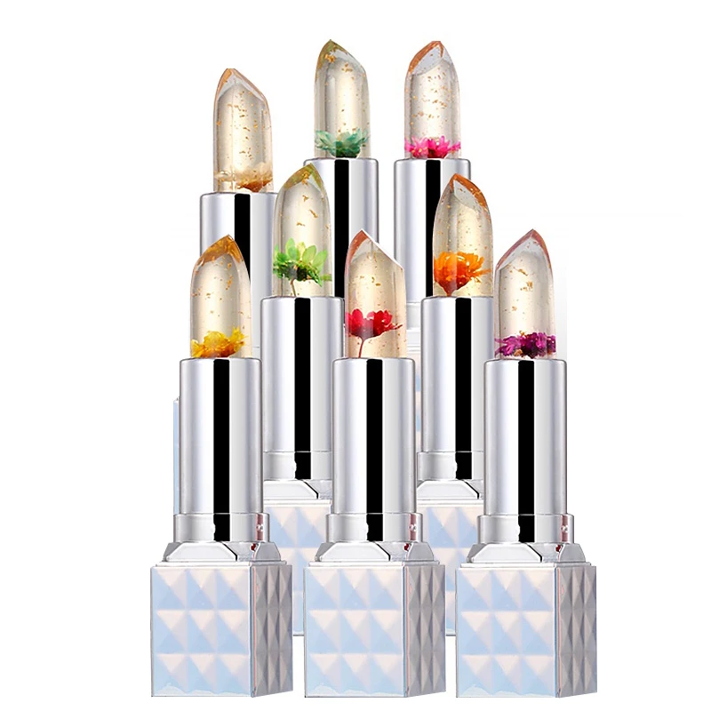 

Make Up Lip Clear Lipstick Makeup Moisturizer Lip Balm lapiz labial Lip Stick Color Change Jelly Flower Lipstick