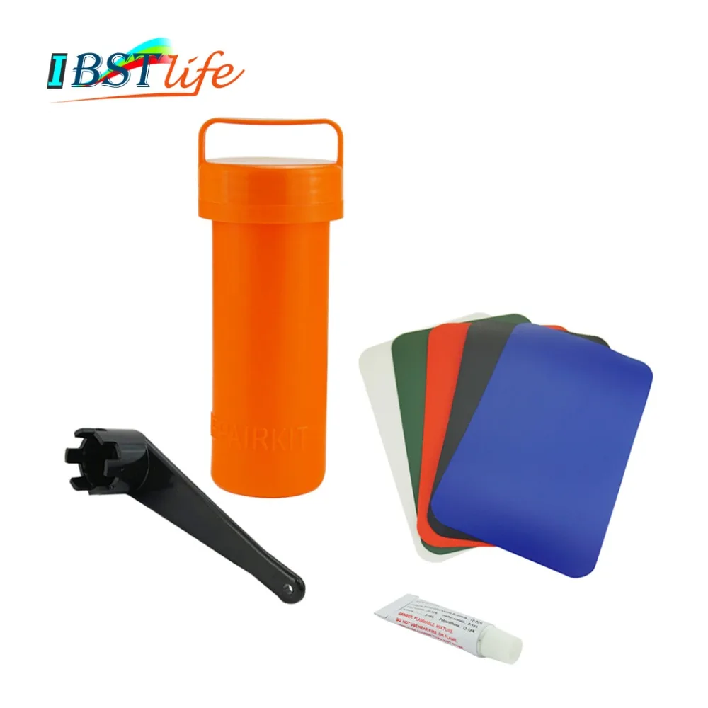 

Inflatable Plastic Boat Kayak Special PVC Repair Patch Kit Waterproof PVC Glue Valve Wrench Container Bucket Dinghy Accessories