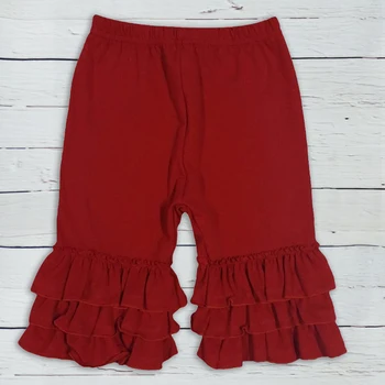 

big promotion baby capris boutique children clothing solid ruffle baby girl knee length kids loose wear cotton capris P017