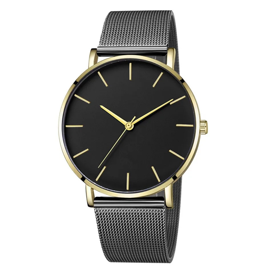 Популярные мужские часы в стиле милитари, минималистичные часы из розового золота, спортивные аналоговые кварцевые часы, брендовые Relogios Reloj Hombre Montre Homme - Цвет: Black Gold