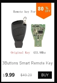 2 кнопки 433 мГц Smart Remote Key Keyless Брелок для Mercedes BENZ 2000+ NEC и BGA Стиль Авто ключи от машины