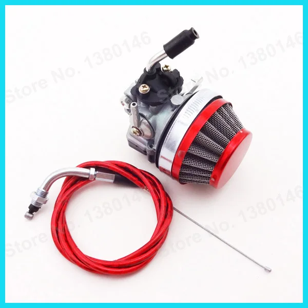 Red Gas Throttle Cable Air Filter Racing Carburetor For 80cc Push