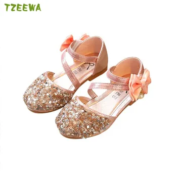 

2018 Baby Girls Sandals Princess Kids Sandals Glitter Sandals Girls Soft Shoes Low-Heeled Wedding Party Children Shoes