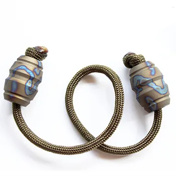 

Titanium Alloy Wooden Knife Beads Hanging Buckle Zipper Headphone Pendant EDC Umbrella Rope Pendant