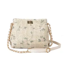 Женская сумка с кружевными цветами, Пляжная, кружевная, с вышивкой, Соломенная Сумка-мешок из мешковины, маленькие квадратные сумки, Льняная сумка-мессенджер для милой девушки