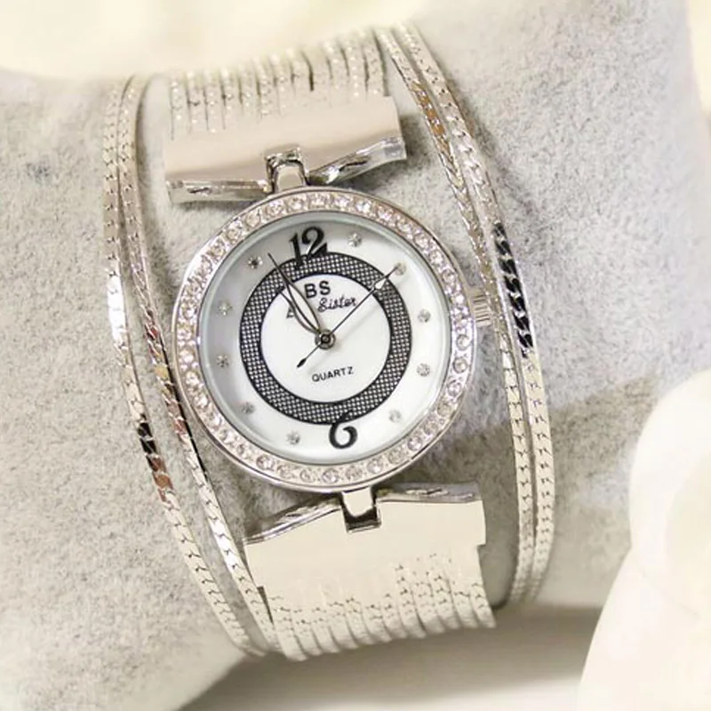 Модные кварцевые женские часы бренда BS reloj mujer браслет для часов золотые наручные