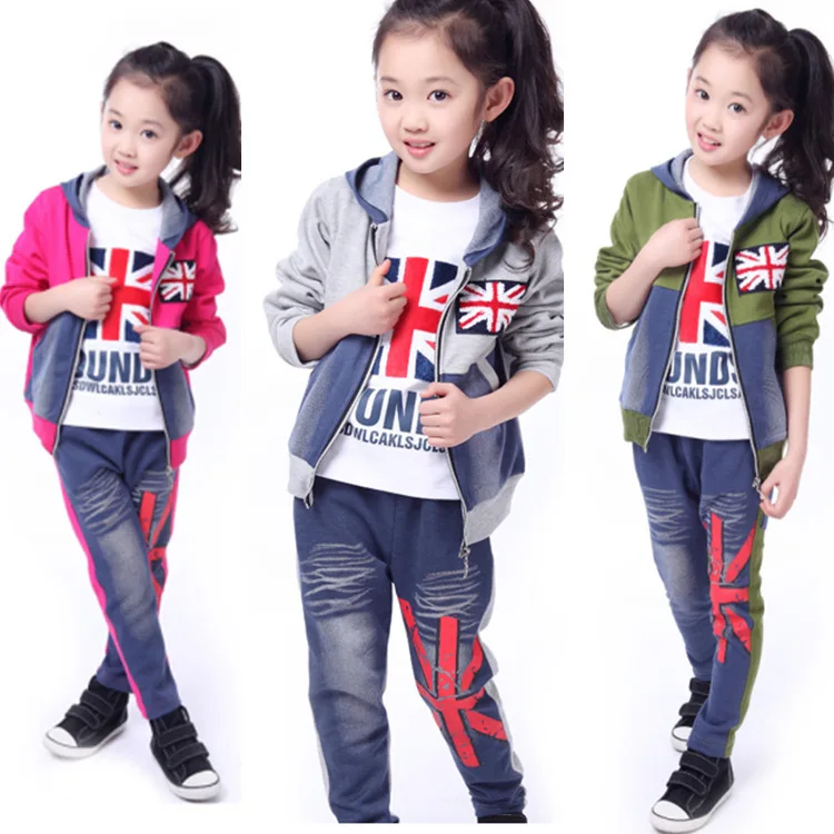 Лучший популярный флаг Юнион Джек, весенний Детский Комплект из трех предметов: пальто, футболка, штаны, мальчик, пальто для девочек, комплекты одежды