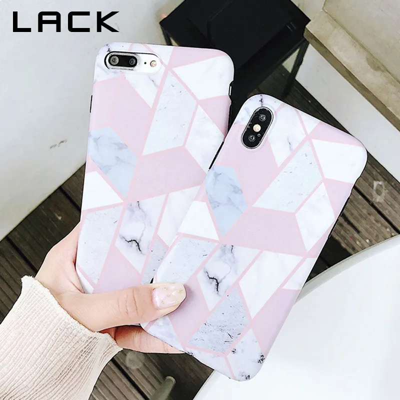 

LACK Candy Color Geometric Splice Phone Case For iphone X Case For iphone 6 6S 7 8 Plus Soft Matte IMD Back Cover Cartoon Cases
