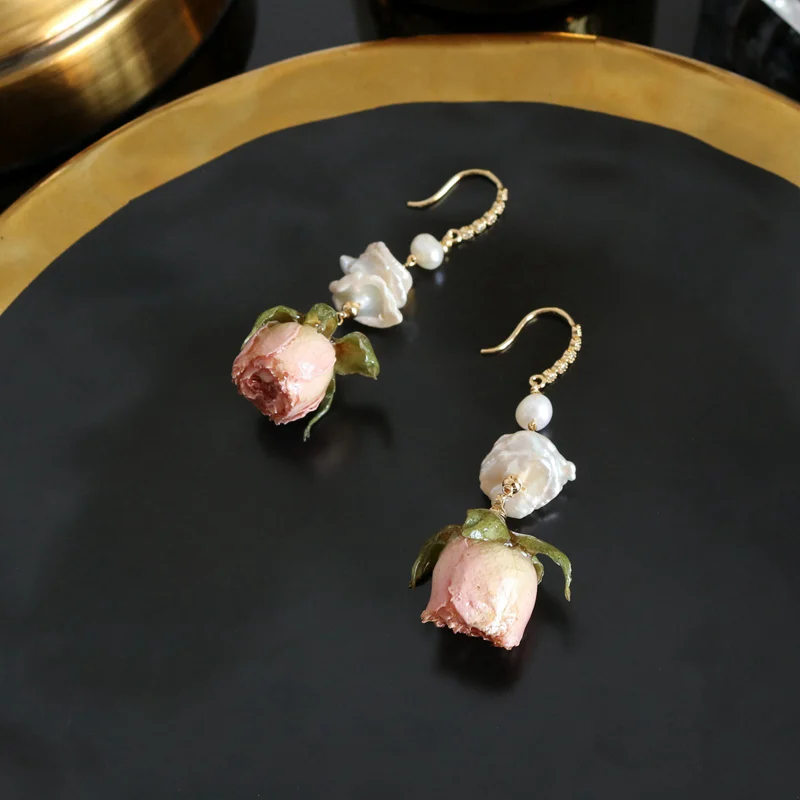GLSEEVO натуральный пресноводный барокко Жемчуг Висячие серьги цветок серьги-капли в подарок для женщин хорошее ювелирное изделие настраиваемый GE0492 - Цвет камня: style6