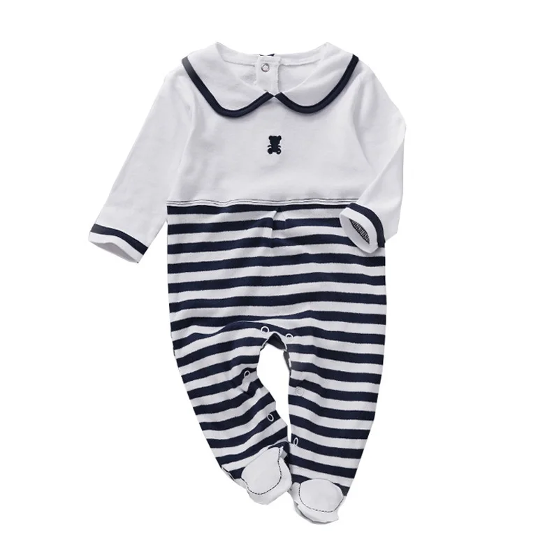 

Newborn Baby Boys Girl Long Sleeve Cotton White Black Striped One-Pieces Footie Infant Toddler Unisex Baby Onesie Jumpsuit Cloth