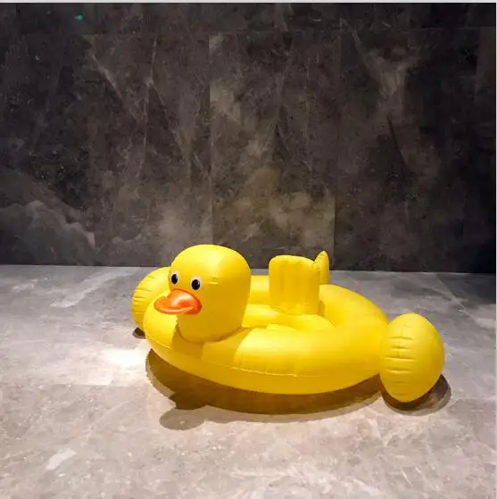 Yellow Duck Летнее Детское надувное кольцо для плавания, арбуз, фламинго, утка, Белый гусь, бассейн, детская игрушка для воды, детское безопасное сиденье, лодка - Цвет: Yellow Duck