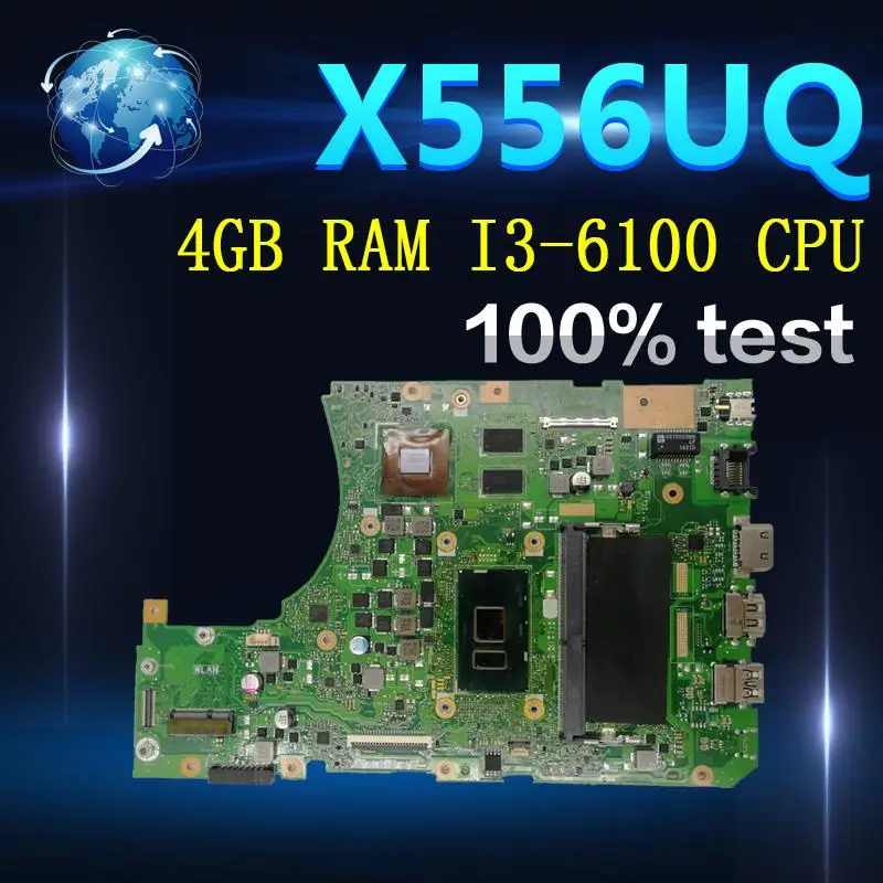 

Amazoon With 4GB RAM I3-6100 CPU X556UQ mainboard For ASUS X556UV X556U X556UQK X556 laptop motherboard Tested Working