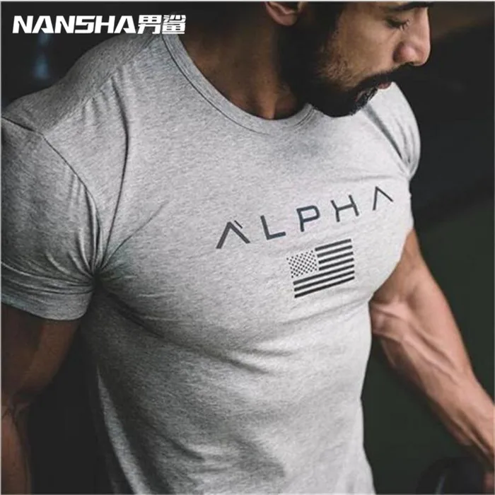 

2017 summer New mens gyms T shirt Crossfit Fitness Bodybuilding Shirts Printed Fashion Male Short cotton clothing Brand Tee Tops