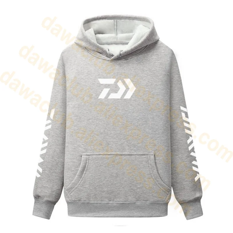 New Daiwa Winter Fleece Fishing Clothing Hooded Fishing Jacket Outdoor Sport Hiking Fishing Hoodie Clothes Sweater S-5XL