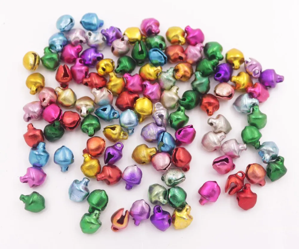 

100 PCS Multi-Color Metal Jingle Bells For Crafts Chrismas Tree Wreaths choose size 6X8mm 8X10mm 10X11mm 12X14mm