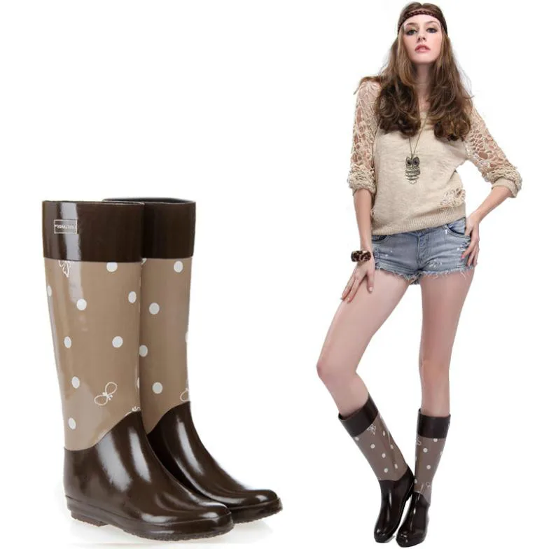Buy 2017 Women's Rain Boots Rubber High Rainboots Thermal Boots Velvet Four