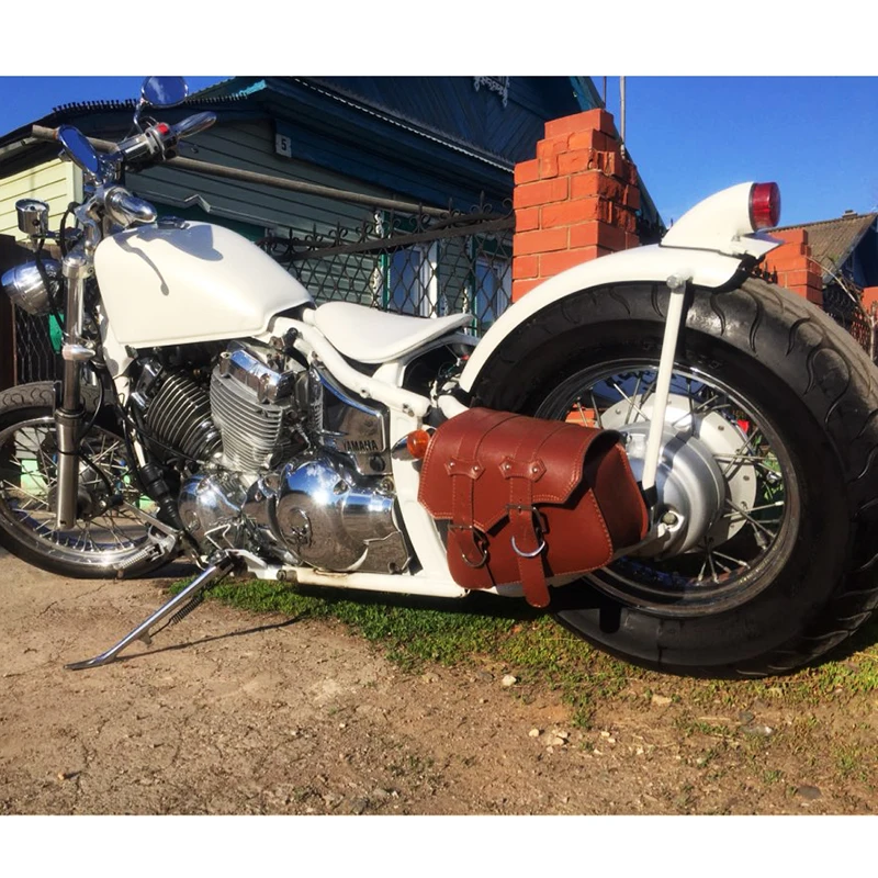 Sacoche de moto en imitation cuir vintage 2 pièces Sac de selle de moto en cuir Pu noir et marron 2 pi ces pour Harley