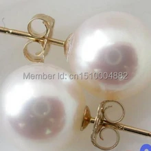 Shitou 00149 AAA 9 ММ AKOYA белый круглый морской жемчуг серьги