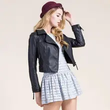 New arrival Women Pu Leather Short Jacket Slim Fashion Punk Outwear Plus Size turn-down collar Long Sleeve Jacket outwear T416