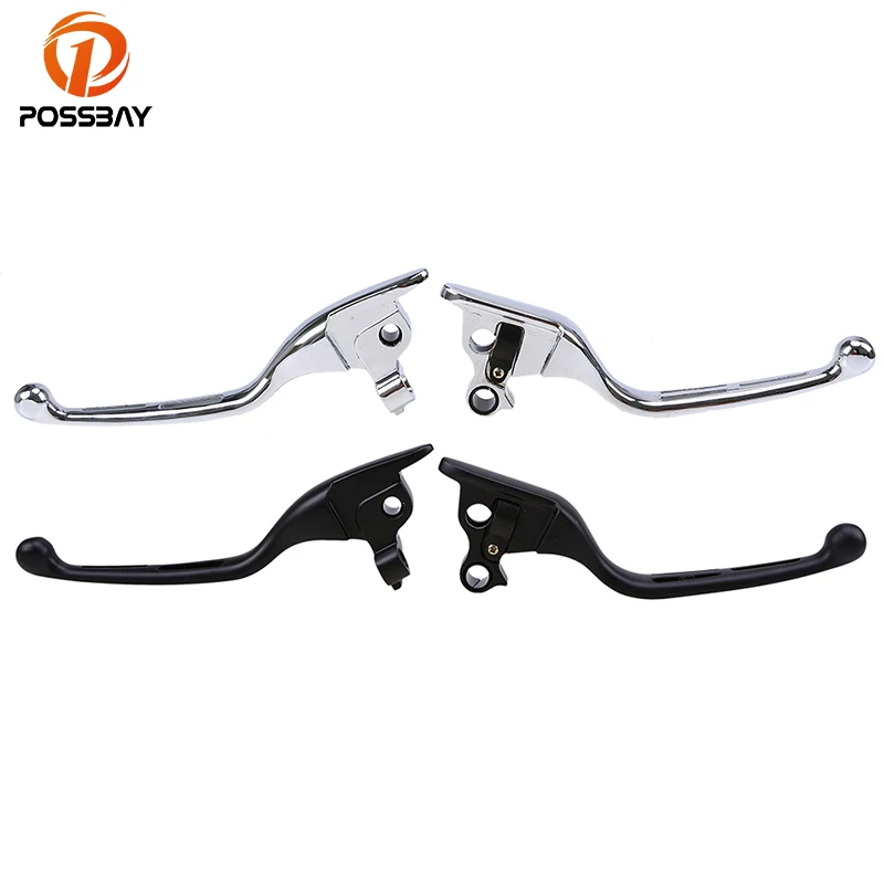 POSSBAY Vintage Aluminum Motorcycle Brake Clutch Levers Black/Chrome