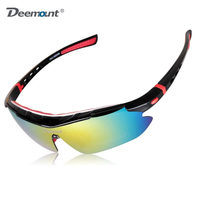 Deemount велосипедные поляризованные очки для велосипедной езды, солнцезащитные очки, 5 линз, MTB велосипедные очки, очки для мотоцикла, солнцезащитные очки для близорукости - Цвет: Black red