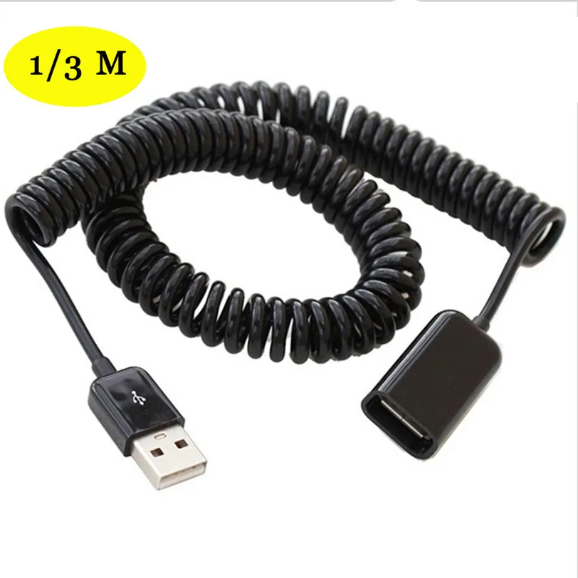 

USB 2.0 Spring Extension Cable Type A Male to Female Extension Curl Spring Unique Computer Short Cable