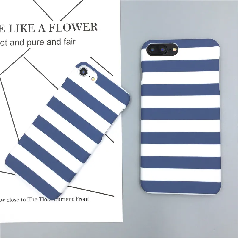 

Zebra Stripe Case For iphone 7 Case Hard Simple Desig Blue Cover Case for iPhone 6S 6 Plus 7 Plus Protect Phone Cases Coque Capa