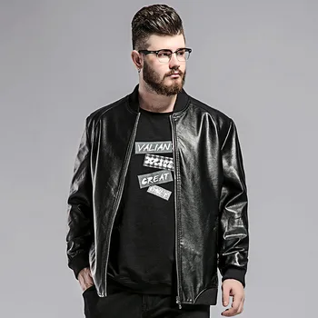 

2019 Men's Favorite Motorcycle Jacket Spring and Autumn New Leather Jacket Youthful Casual Motorcycle Jacket Large Size 2XL-7XL