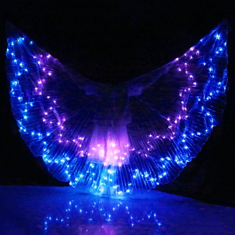 Women Belly dance LED Wings Colorful LED ISIS Wings Adult bellydance Professional Accessory Belly Dancing LED Wings With Sticks