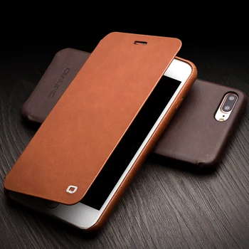 

for iphone7 fashion case real genuine cowhide natural leather flip phone cover for iphone 7 plus Magnet adsorption