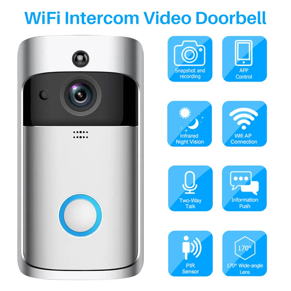 

WiFi Video Intercom Home Security Video Doorbell 720P IP Camera Visual Intercom PIR Sensor IR Night Vision APP Control Via Phone