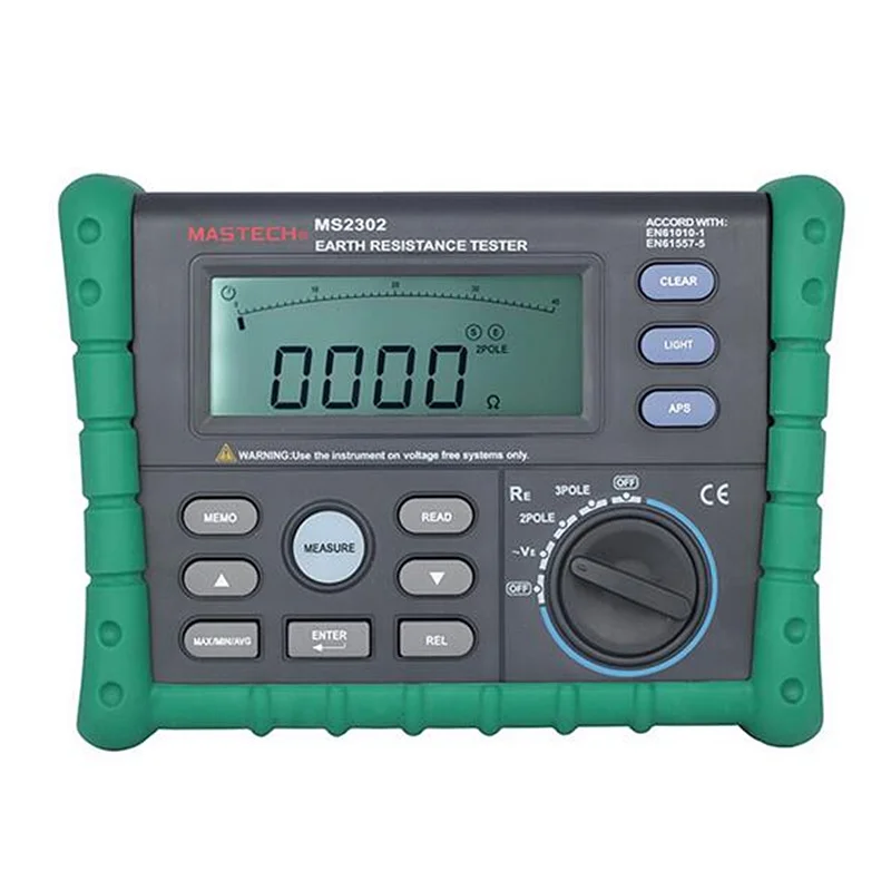 

MASTECH MS2302 Digital Earth Resistance Tester Meter 100 Groups Data Logging with Backlit 0ohm to 4K ohms