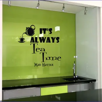

Vinyl Wall Decals It's always tea time Alice in Wonderland Quote Decal
