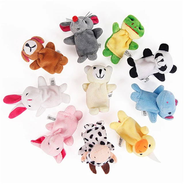 10PCS Animal Finger Puppet Plush Toy for Children Baby Favor Dolls Tell Story Props Cute Cartoon Fingerdoll Kids Soothing Baby 2