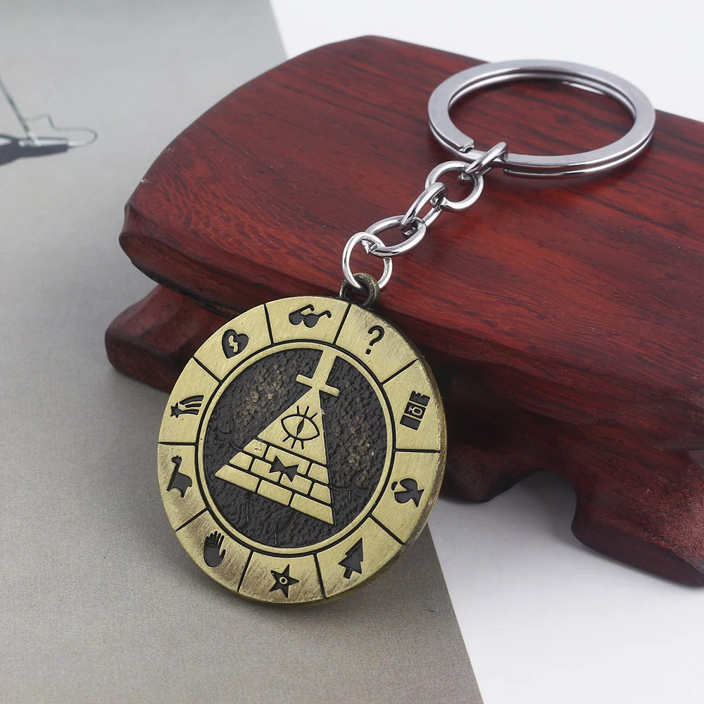 

Gravity Falls Keychains Bill Cipher Triangle Pattern TheZodiac Pendant Jewelry For Man Woman Children's Gift