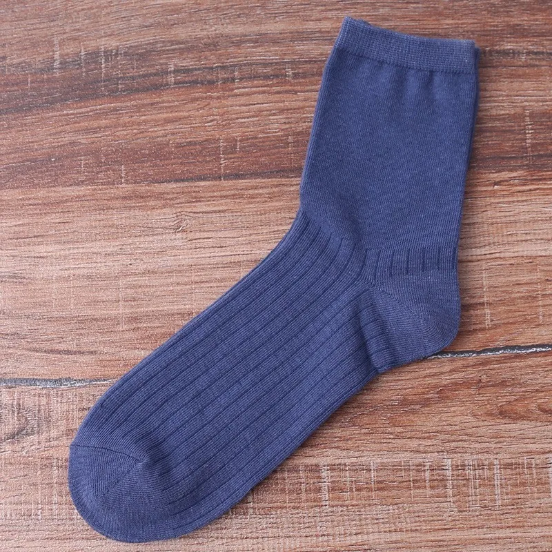 Новые зимние мужские Носки с рисунком, повседневные хлопковые носки, мужские одноцветные носки в полоску, осенние мужские носки, 2 пары, Meias - Цвет: blue