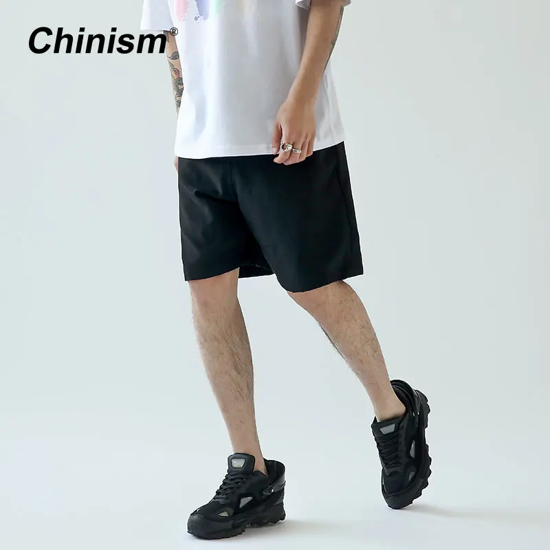 

CHINISM Summer Classic Casual Men Beach Shorts Black Skateboard Short Fashion Board shorts Solid Premium All-match Shorts