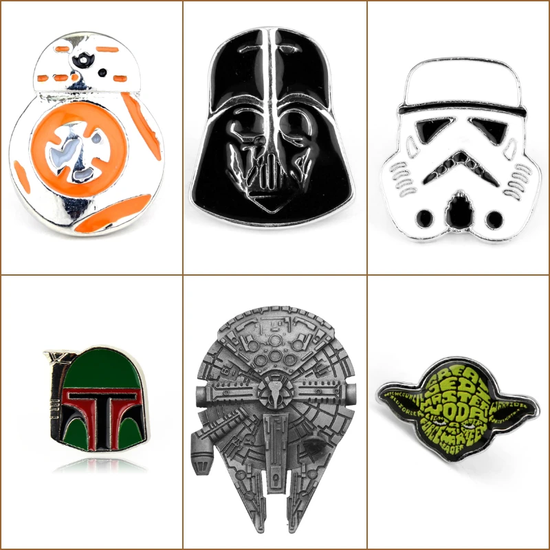 

Hot Star Wars Stormtrooper Brooch Pin Star Wars Darth Vader Rebel Alliance Millennium Falcon Brooch badge jewelry