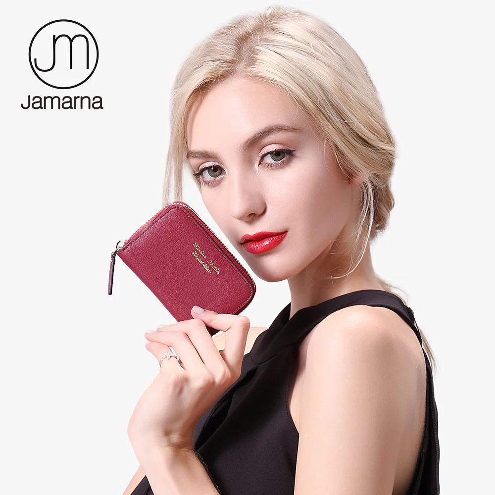 Jamarna Настоящая кожа Бизнес ID держатель кредитной карты Для женщин Мини Портмоне