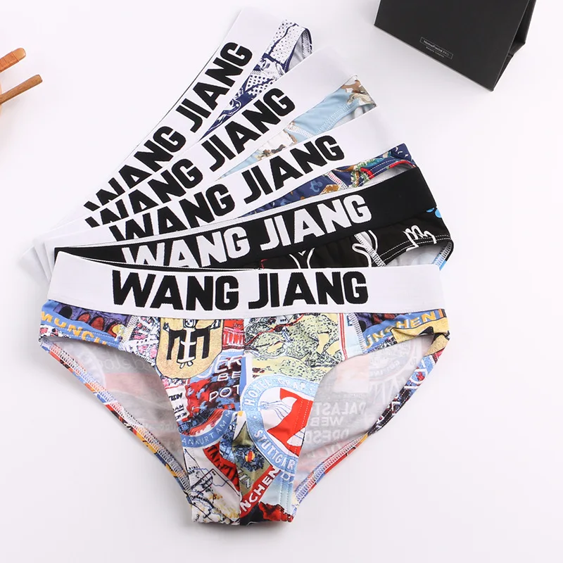Brand men sexy underwear briefs fashion print sleepwear gay underwear