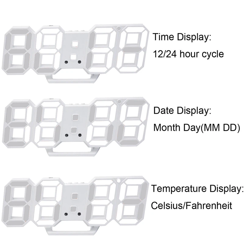 MOSEKO 3D цифровые настенные часы с настольным Настольный Штатив Multifunction Date температура 3 уровня яркость Регулируемый светодио дный светодиодный Будильник