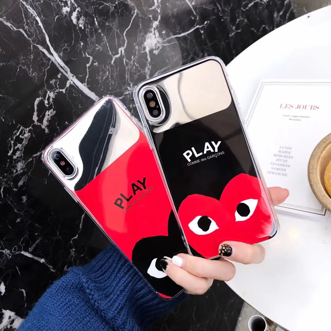 

NEW CDG Play Comme des Garcons Makeup mirror silicone phone case cover for iphone 7 8 6 6s Plus X XS Max Xr Japan Brand fundas